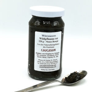 Herzhafte Fruchtsauce Wildpflaume rot (Tkemali), 220g - Neues Rezept-0
