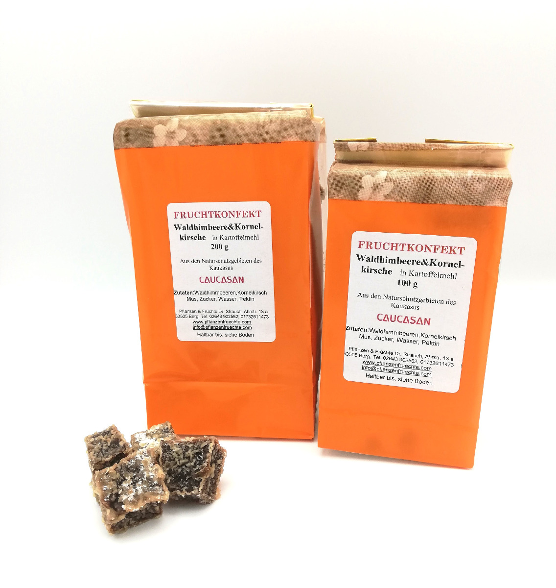 Fruchtkonfekt Waldhimbeere & Kornelkirsche - Kokos 100g-591