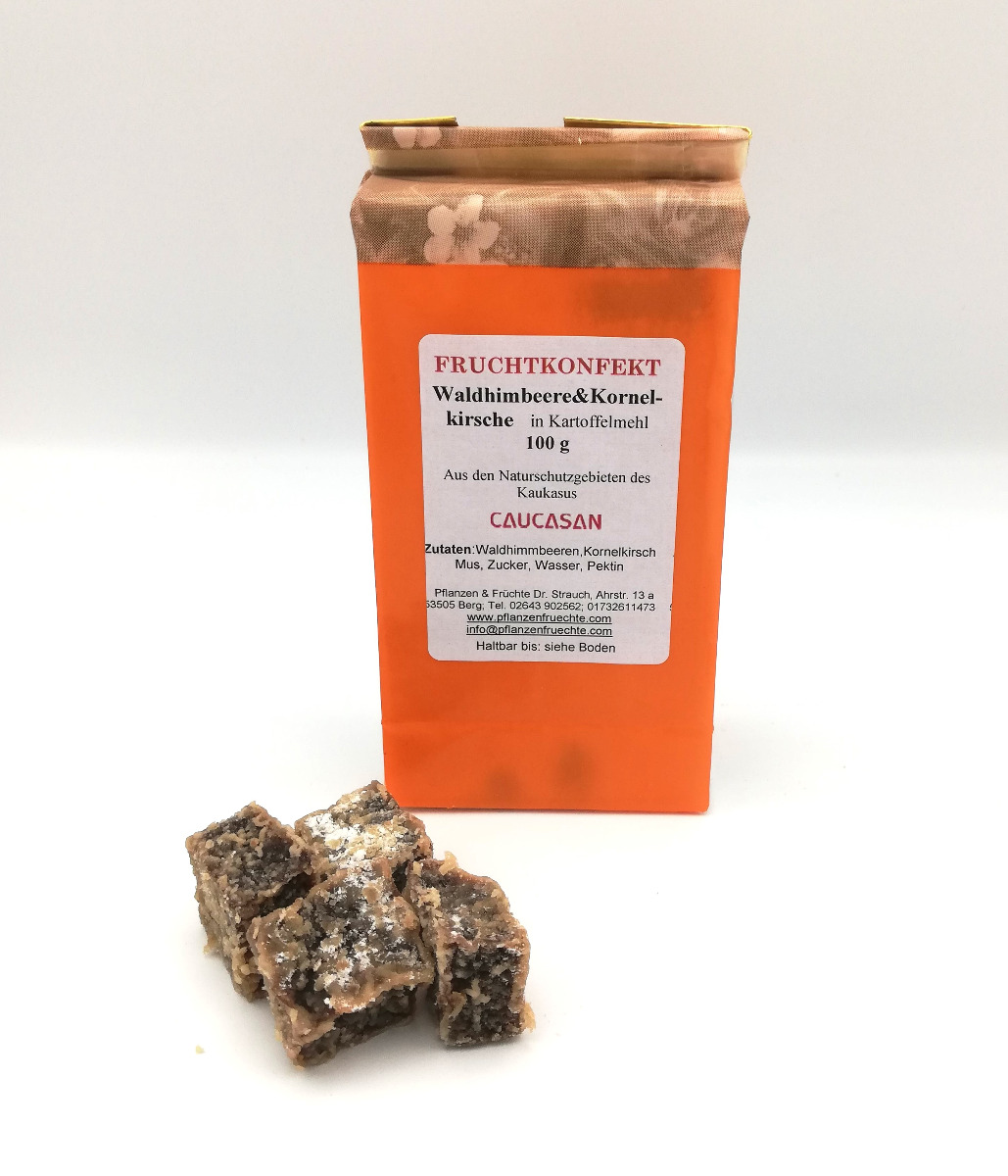 Fruchtkonfekt Waldhimbeere & Kornelkirsche - Kartoffelmehl 100g-0